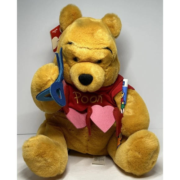 Disney Exclusive Winnie the Pooh Valentine's Day Hearts Scissors Plush Stuffed - Picture 1 of 12